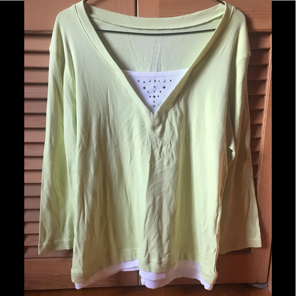 Faded Glory Light Green Long Sleeve Shirt XL